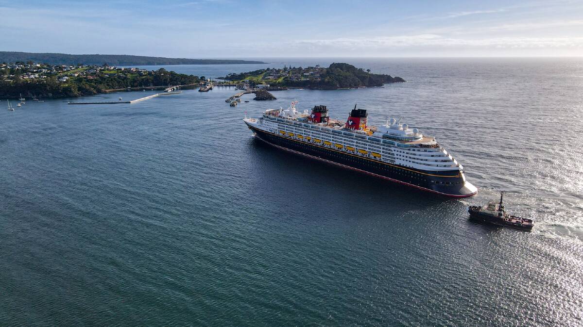 The Disney Wonder cruise ship on her maiden visit to the port of Eden on January 7. Picture by Garry Hunter. 