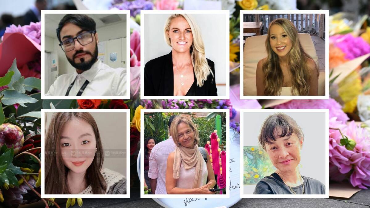 Faraz Ahmed Tahir, Ash Good, Yixuan Cheng, Jade Young, Pikria Darchia and Dawn Singleton have been identified as the victims of the Bondi Junction stabbing spree. Pictures supplied/LinkedIn/AAP Image/Dean Lewins
