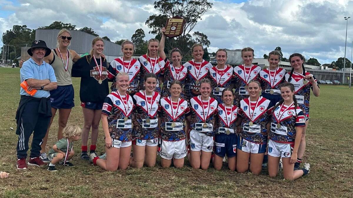 A proud Bega Chicks (Roosters) ladies team after winning the Batemans Bay Monaro Knockout Tag Plate. Picture supplied