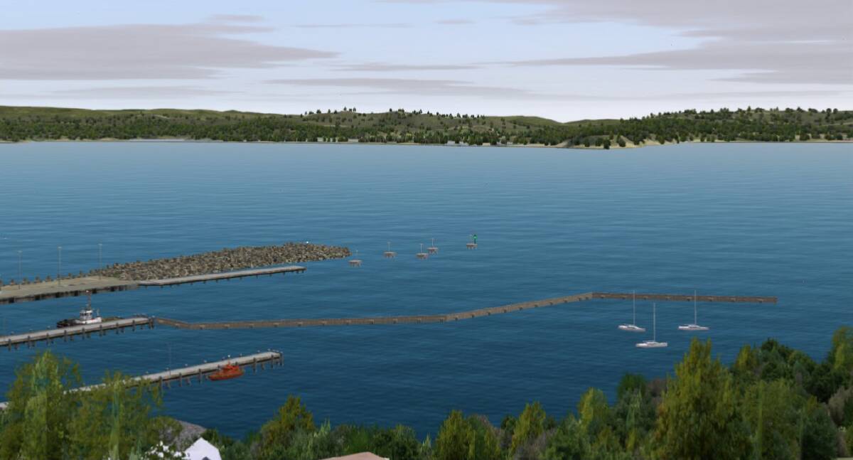 SAFE HARBOUR: Department of Industry artist impression showing the proposed alignment of the wave attenuator that Port of Eden Marina says is 'wrong' for Eden's future.