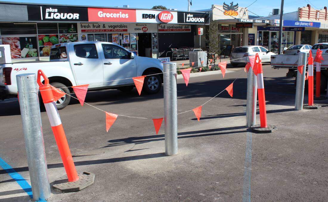FLAWED DESIGN: The recently installed barriers along Imlay Street have only served to reduce the number of parking bays, one resident has claimed. Picture: Liz Tickner