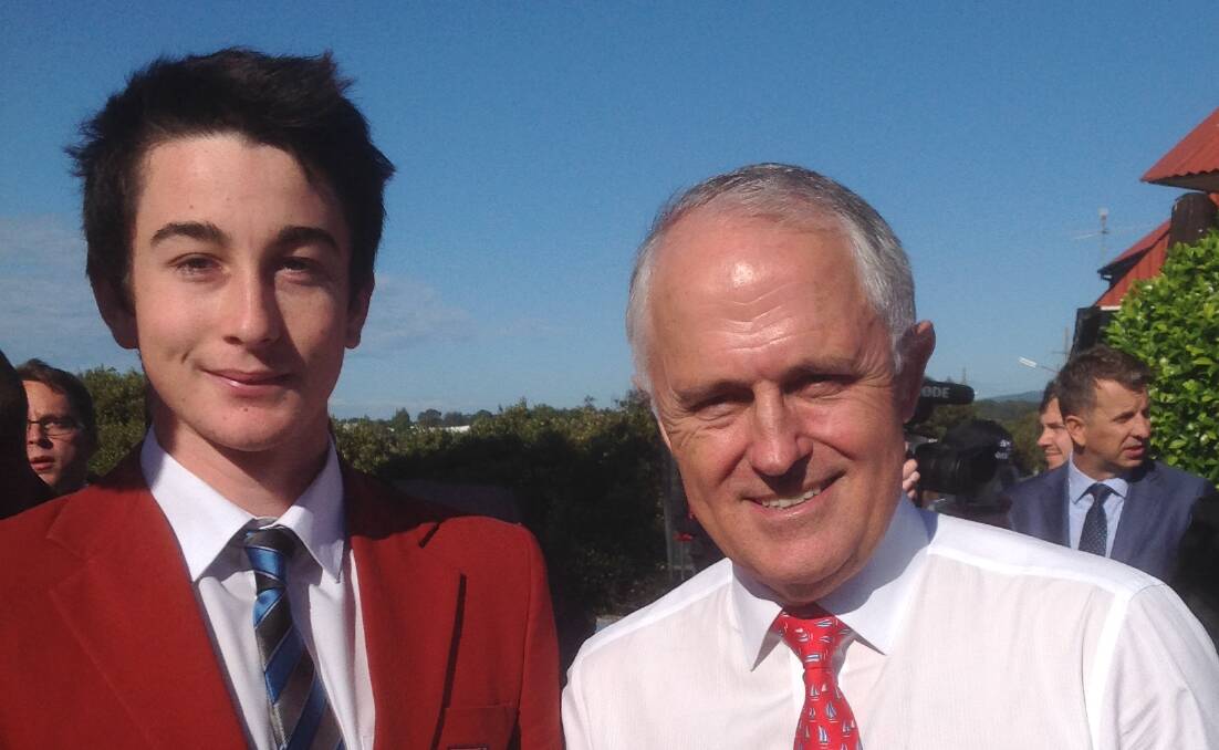 BIG MOMENT: Lumen Christi Year 12 student Anthony Mifsud-Smith had the unexpected pleasure of meeting Prime Minister Malcolm Turnbull on Monday. 