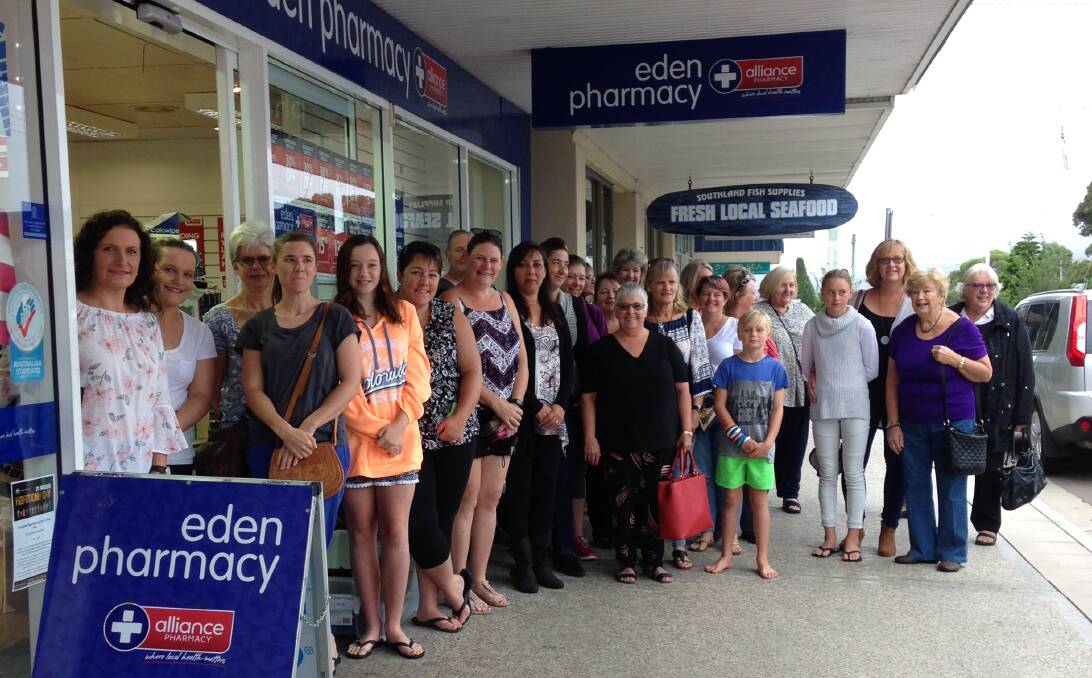 BUSINESS BOOST: About 30 'mobsters' shopped at Eden Alliance Pharmacy and then enjoyed morning tea at Dusk to Dawn, both in Imlay Street, at the March event.