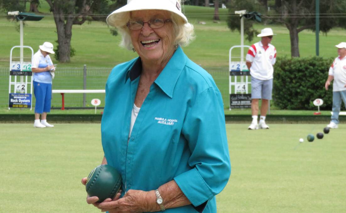 BOWLED OVER: Margaret Kirkwood represented Pambula Hospital Auxiliary at the Eden Lady Bowlers Charity Day last Friday. See story page 8.