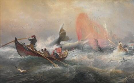 Image of Oswald Brierly's painting Whalers off Twofold Bay (1867). There are now moves to have an Eden street named after him. Courtesy of the Art Gallery of NSW.