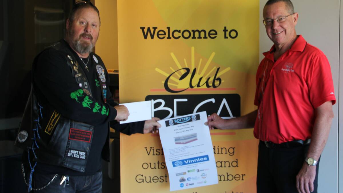 Club Bega's David Mitchell (right) confirms his organisation's support of the Winter Appeal and Blanket Ride with organiser Glenn Cotter.