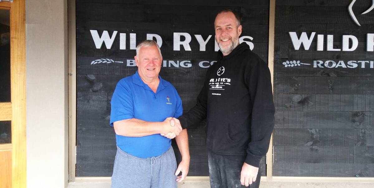 Bega Valley Legacy's Rex Kermode thanks Todd Wiebe from Wild Rye's.