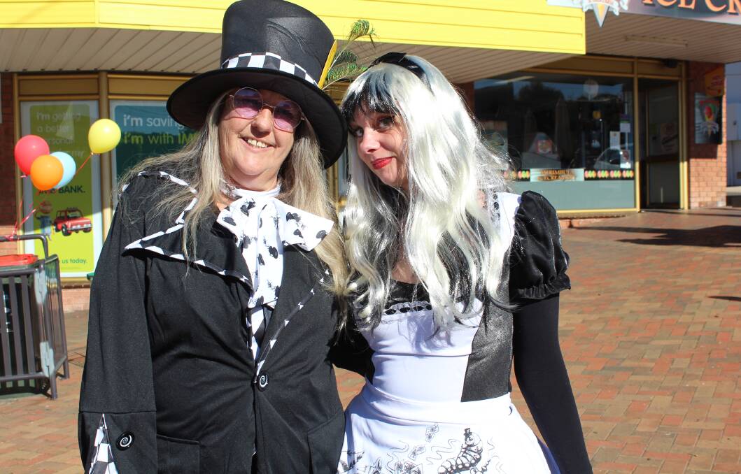 Leah Morrison and Olisama Gibson of Mallacoota were a hit at the Mad Hatter's Tea Party Bega Valley SPAN fundraiser on Saturday in Merimbula.