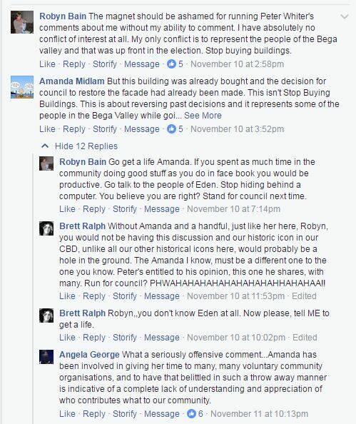 A screen shot of the Facebook exchange