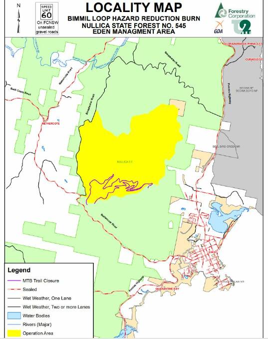A map of the area undergoing a hazard reduction burn this week. Picture supplied