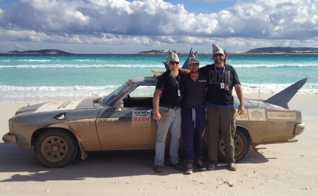 VARIETY BASH: Local builder John Smith and his team are excited to take Delma the shark car to Queensland as part of the Variety BtoB bash. 
