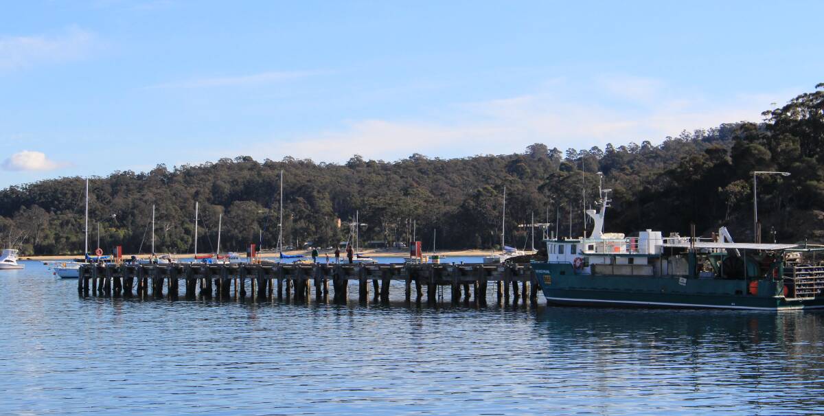 Picture perfect: Visitors and locals enjoyed the winter sunshine and calm waters at Eden on Wednesday, exploring wharfs in and around Snug Cove.