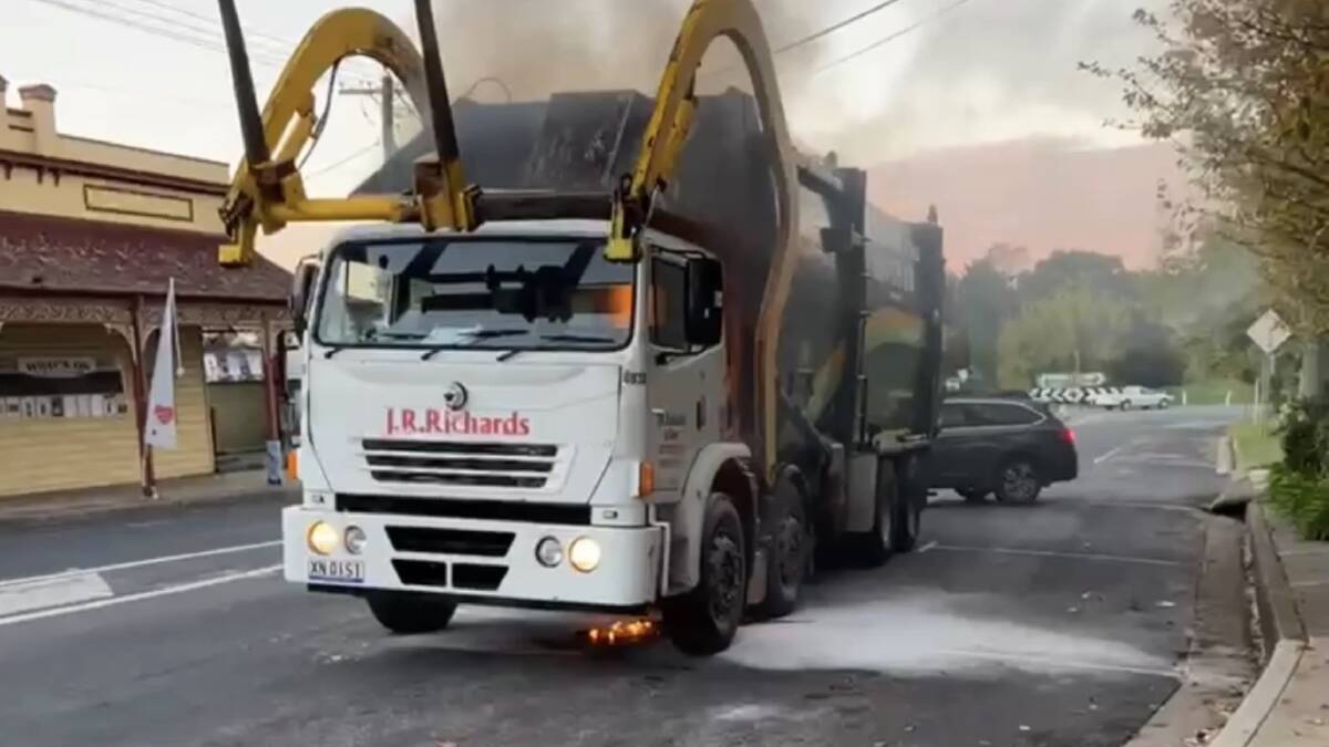 The JR Richards truck on fire in Pambula.