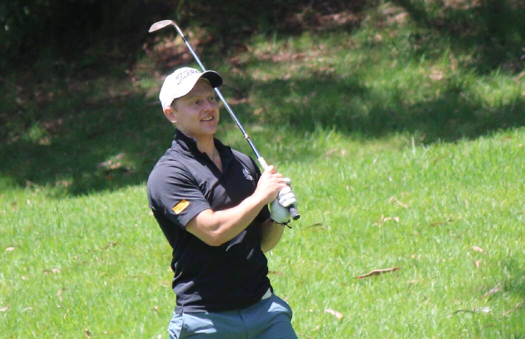 Open winner: Andrew Collins eyes up a shot during a round of golf. He was declared the Eden Open winner on Sunday. 