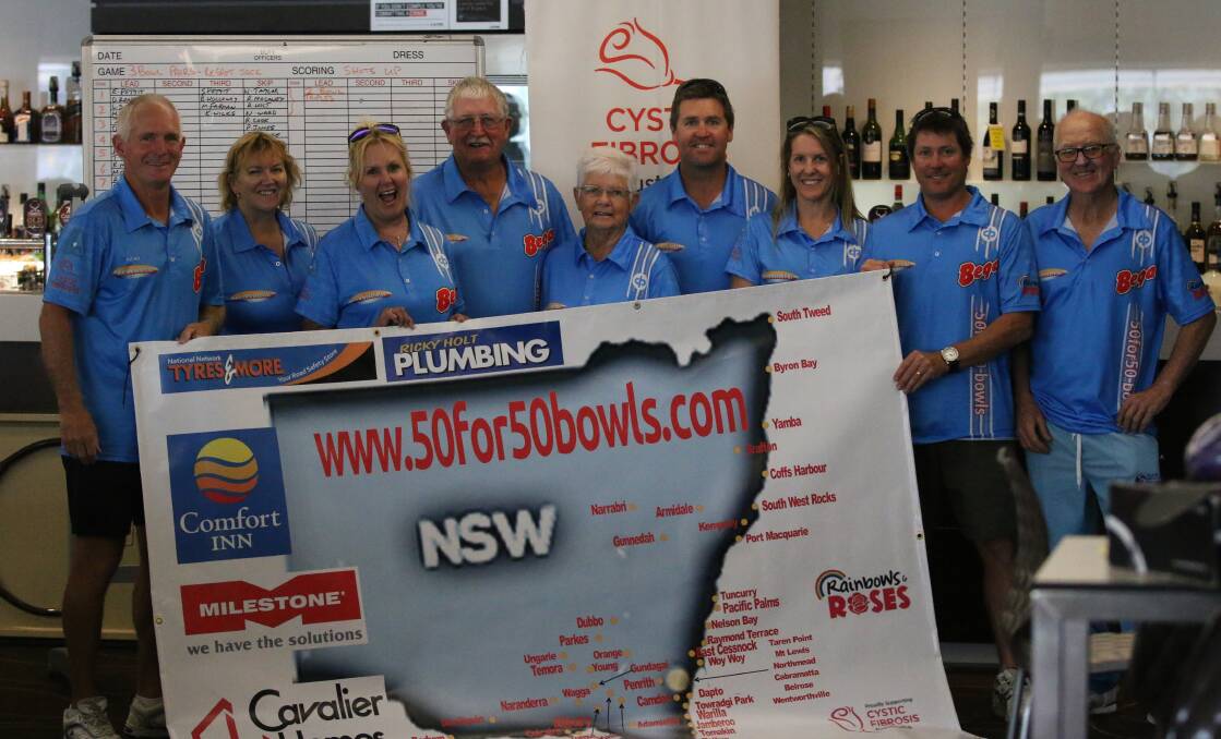 Stronger together: Merimbula bowlers show their support for Ricky Holt's campaign with a 'welcome home' day. 