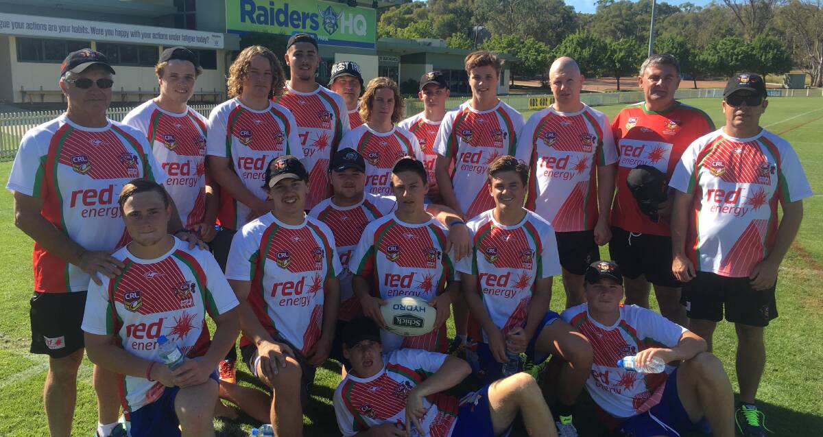 Good lessons: Red Energy rugby league camp members get ready for a training session with the Canberra Raiders. Picture: AS Photography