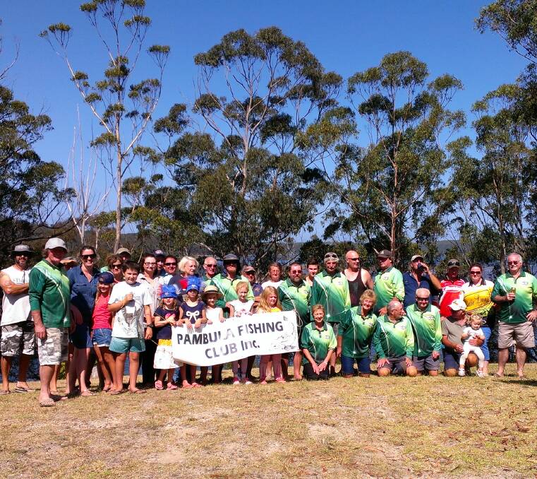 Good turnout: Members of the Pambula Fishing Club gather for the club's Australia Day comp.
