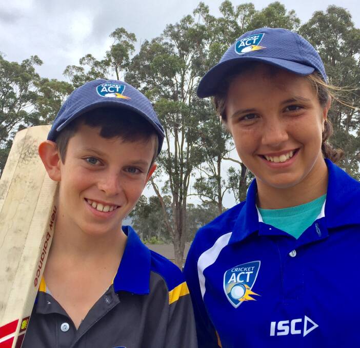 Young guns: Eden cricketers Morgan Thornton and Jessie Mudaliar will represent the ACT in tournament play at Orange over the next few weeks. Picture: Drew Mudaliar.