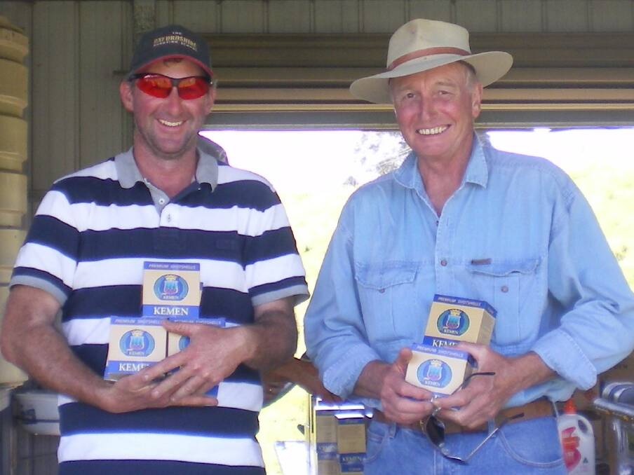 Prize-getters: Happy to pick up their prizes for the day are Tim Collins and George Toyne. Picture: Supplied