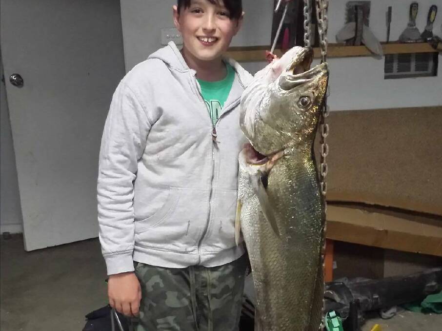 Monster: Kalaru's Ryan Mackay caught this 22lb behemoth of a jewfish at Mogareeka on Saturday. Picture: Supplied