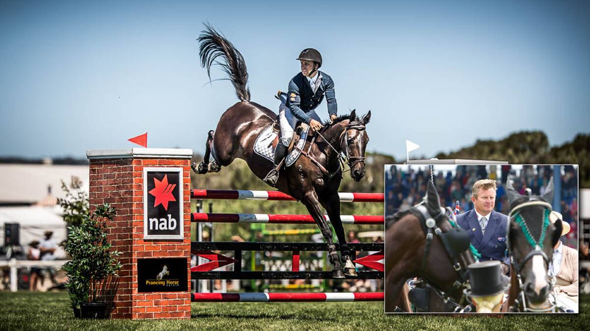 On top of the world: Clint Beresford and Emmaville Jitterbug ride to victory in the Australian World Cup and (inset) Boyd Exell. 