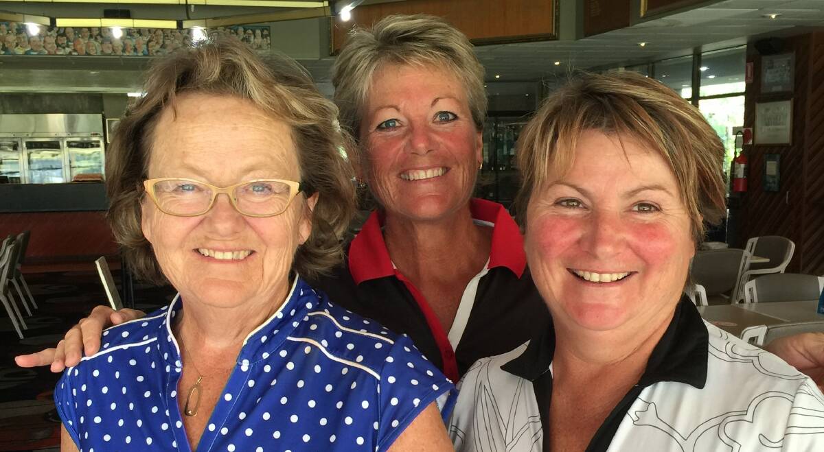 Local connection: Edenites doing well in recent annual tournaments are Cathi Bowd, Maree Rankin and Sandy Huff. Picture: supplied