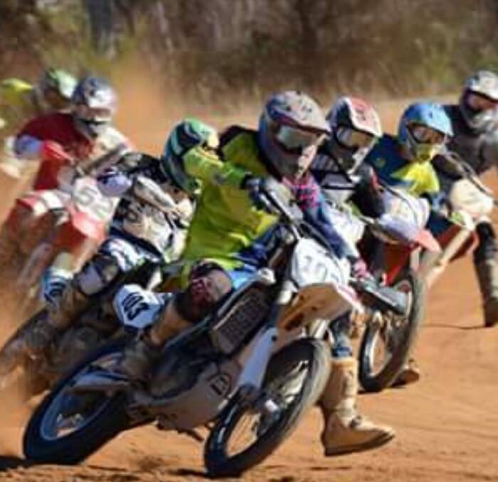Dirt-flying action: Bega rider Kale Galeano leads a pack around a bend during the South Coast Cup weekend that was held at the Sapphire Speedway and well-attended. 
