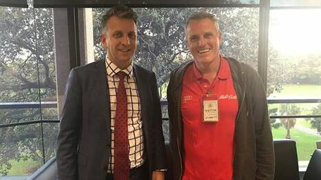SUPPORT: Bega MP Andrew Constance with Wild Oats XI operations manager Paul Magee, who supports Eden's Snug Cove wave attenuator project.