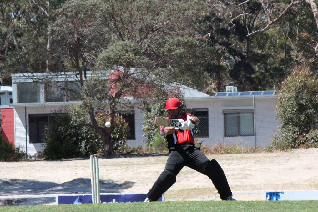 SAVE 'EM: Eden opener Drew Mudaliar cuts late as his side went on to build a winning total against Pambula on Saturday. Photo: Zach Hubber