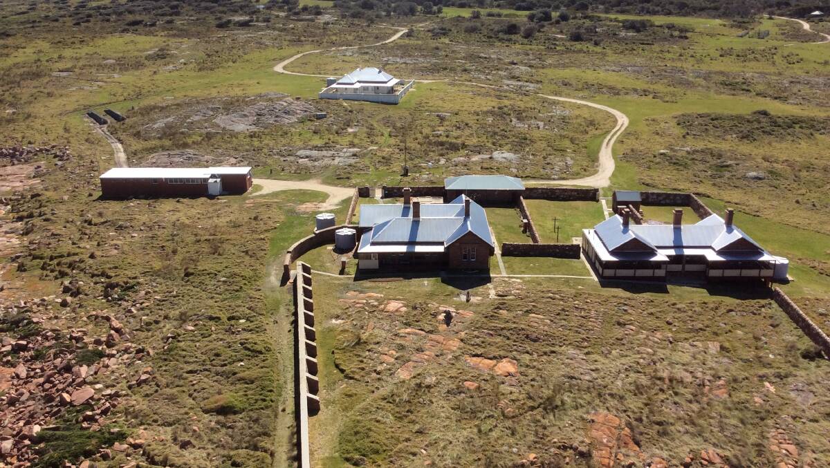 An aerial view of the Gabo Island cottages. Photo: Supplied.