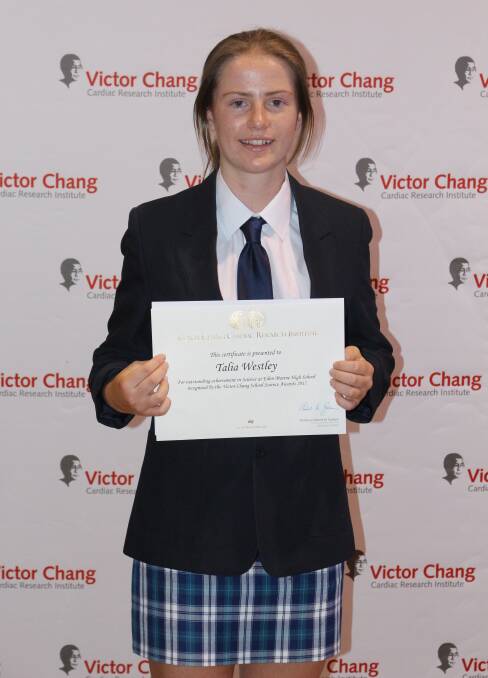 SCIENCE STAR: Eden Marine High School student Talia Westley was recognised for her outstanding achievements in science, technology, engineering and mathematics (STEM) at a ceremony in Wollongong last week. Photo: Submitted.