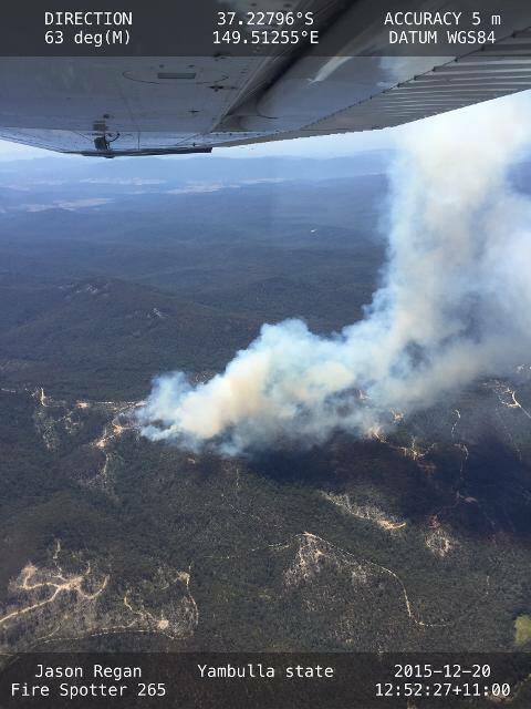 The fire at Goldmine Road, Yambulla. Photo: NSW Rural Fire Service
