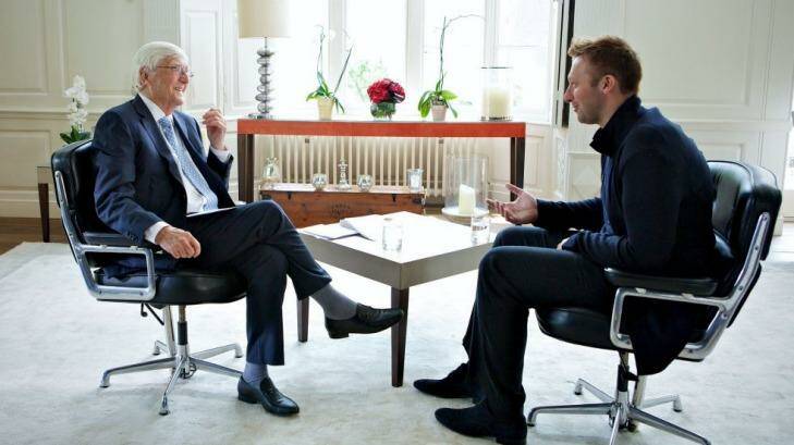 Revealing interview: Sir Michael Parkinson with Ian Thorpe. Photo: Supplied
