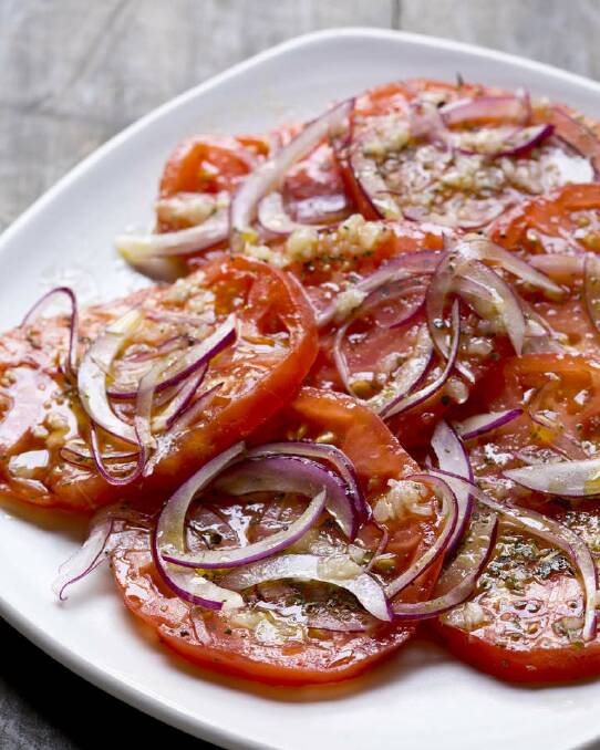 Frank Camorra's tomato salad <a href="http://www.goodfood.com.au/good-food/cook/recipe/heirloom-tomato-salad-20130204-2dt5z.html"><b>(RECIPE HERE).</b></a> Photo: Marina Oliphant