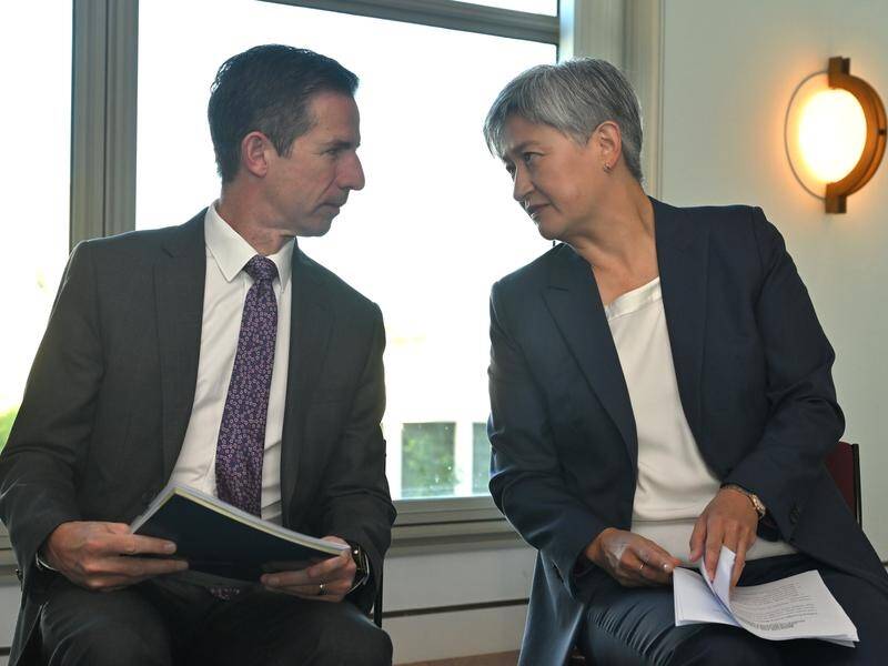 Senators Wong and Birmingham will both meet with Prime Minister Feleti Teo and his cabinet. (Mick Tsikas/AAP PHOTOS)