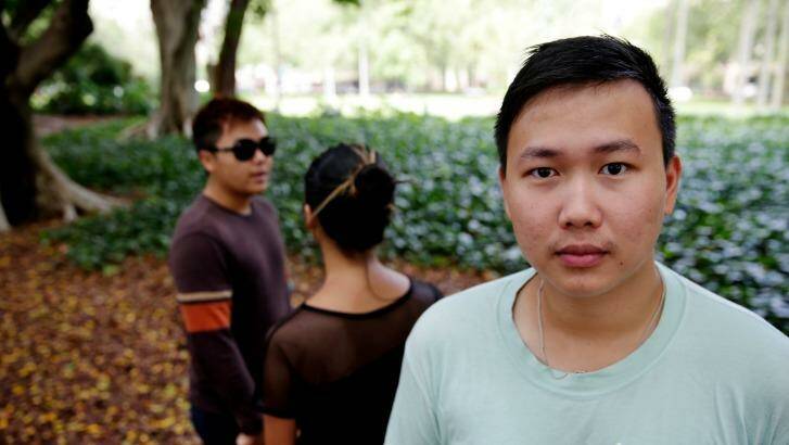 Paid below legal entitlements: Wan Hoe Goh with other Malaysian students. Photo: Edwina Pickles