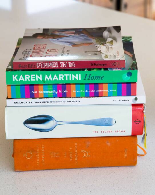 Inspiration: Some of Johanna Griggs' 'hundreds' of cookbooks. Photo: Edwina Pickles