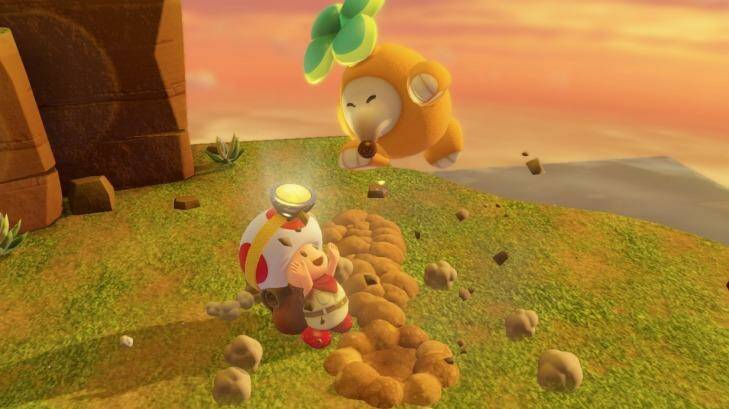 Surprises: The classic ability to pull up plants from the ground returns in Captain Toad, but they aren't always turnips underneath!