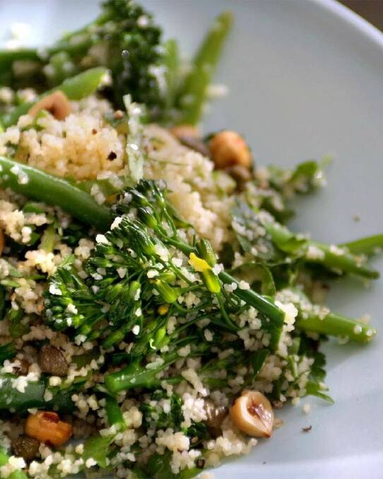 Green bean and broccolini tabbouleh <a href="http://www.goodfood.com.au/good-food/cook/recipe/green-bean-and-broccolini-tabbouleh-20111019-29w29.html"><b>(RECIPE HERE).</b></a> Photo: Eddie Jim