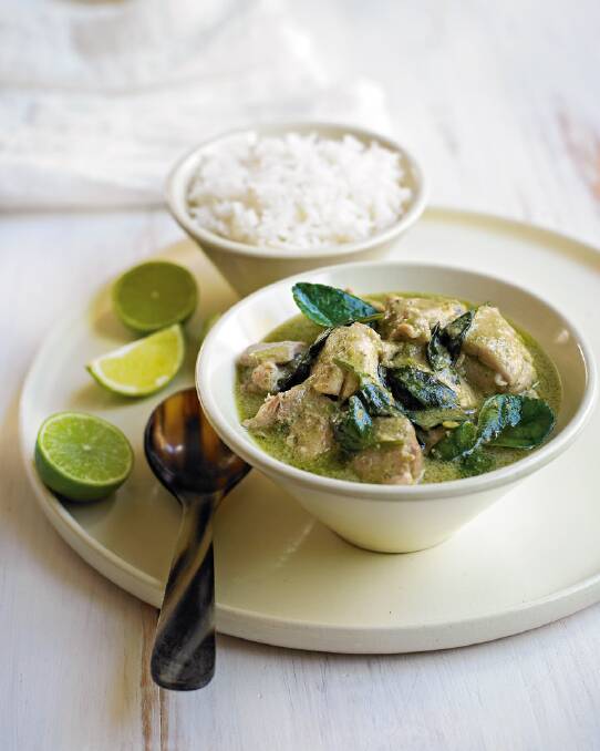 Green chicken curry
<a href="http://www.goodfood.com.au/good-food/cook/recipe/green-chicken-curry-20130725-2qlrx.html"><b>(RECIPE HERE).</b></a>