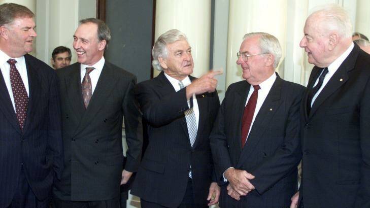 Former Labor leaders Kim Beazley, Paul Keating, Bob Hawke, Bill Hayden and Gough Whitlam Photo: Paul Harris
