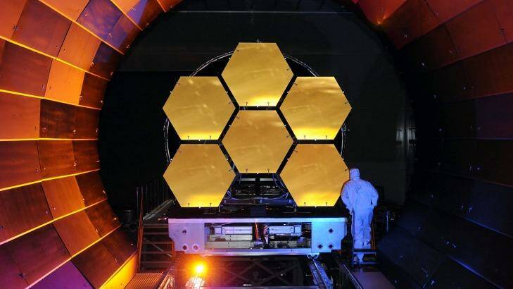 Testing the mirrors for the James Webb Space Telescope, which NASA will launch in 2018. Photo: Credit Ball Aerospace