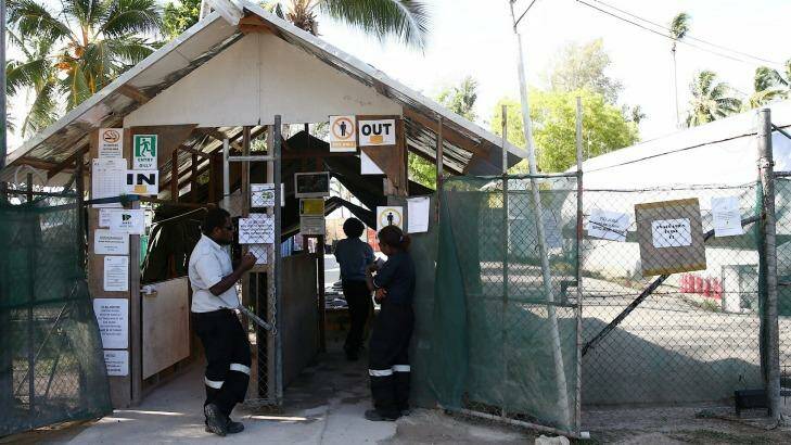 The front entrance of the detention centre on Manus Island. Photo: Alex Ellinghausen