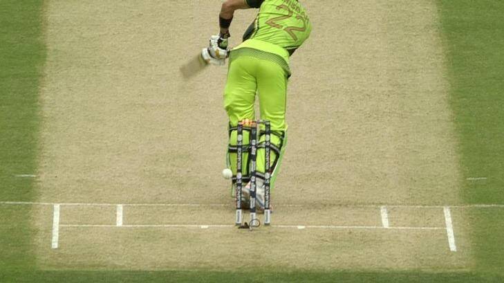 The leg bail lit up but Misbah-ul-Haq was not out. Photo: Twitter