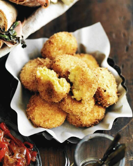 Neil Perry's manchego and corn fritters <a href="http://www.goodfood.com.au/good-food/cook/recipe/manchego-and-corn-fritters-20121226-2bvul.html"><b>(RECIPE HERE).</b></a> Photo: William Meppem