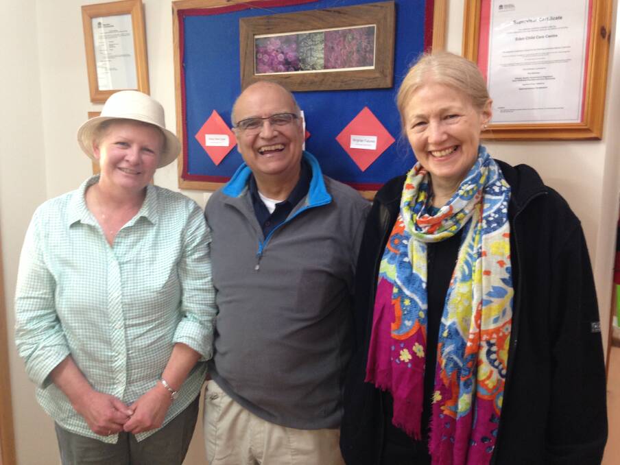 Eden Child Care Centre nominated supervisor and early childhood teacher, Joan Wood, with Professors Edward Melhuish and Jacqueline Barnes.