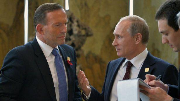 Magnet reader Jon Gaul says Vladmir Putin's actions during the G20 summit have highlighted the need for a submarine base on the east coast of Australia, which he believes could be built at Eden. Photo: Alexey Druzhinin. Source: Sydney Morning Herald.