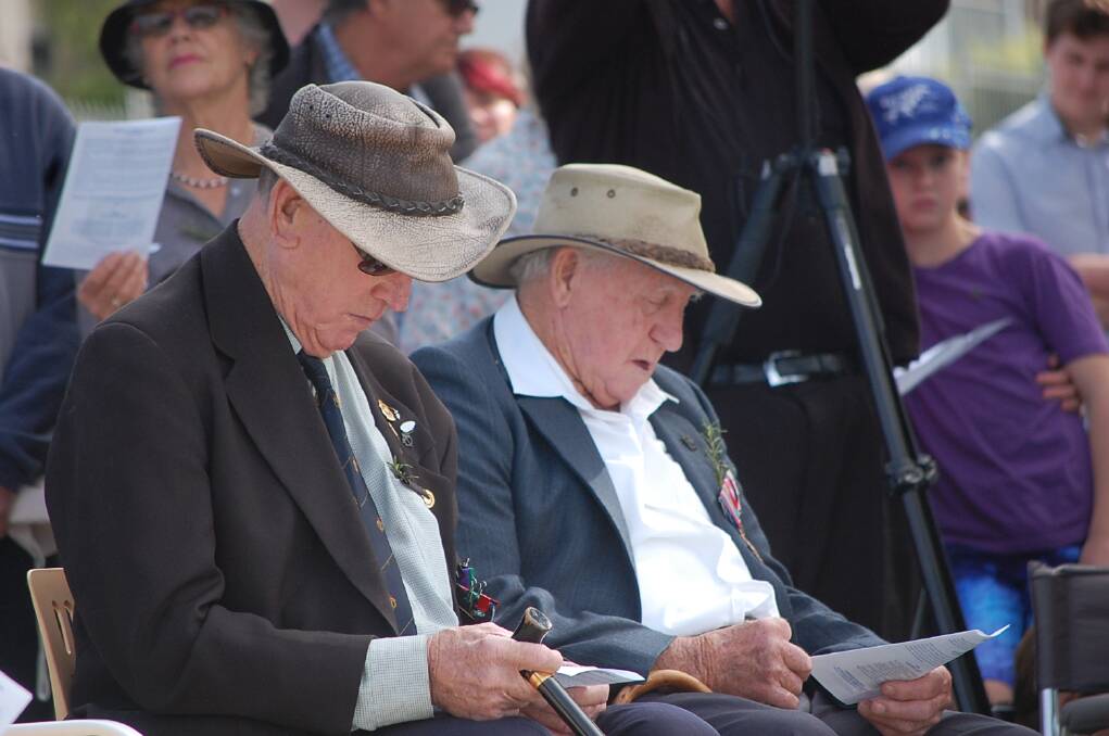 Eden veterans take part in the ANZAC Day 11am service at the Eden cenotaph.