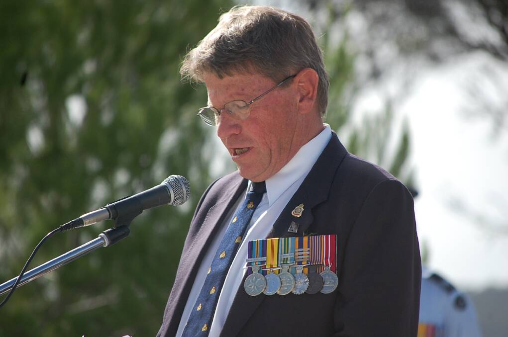 Richard Lamacraft at the 11am service at the Eden cenotaph.