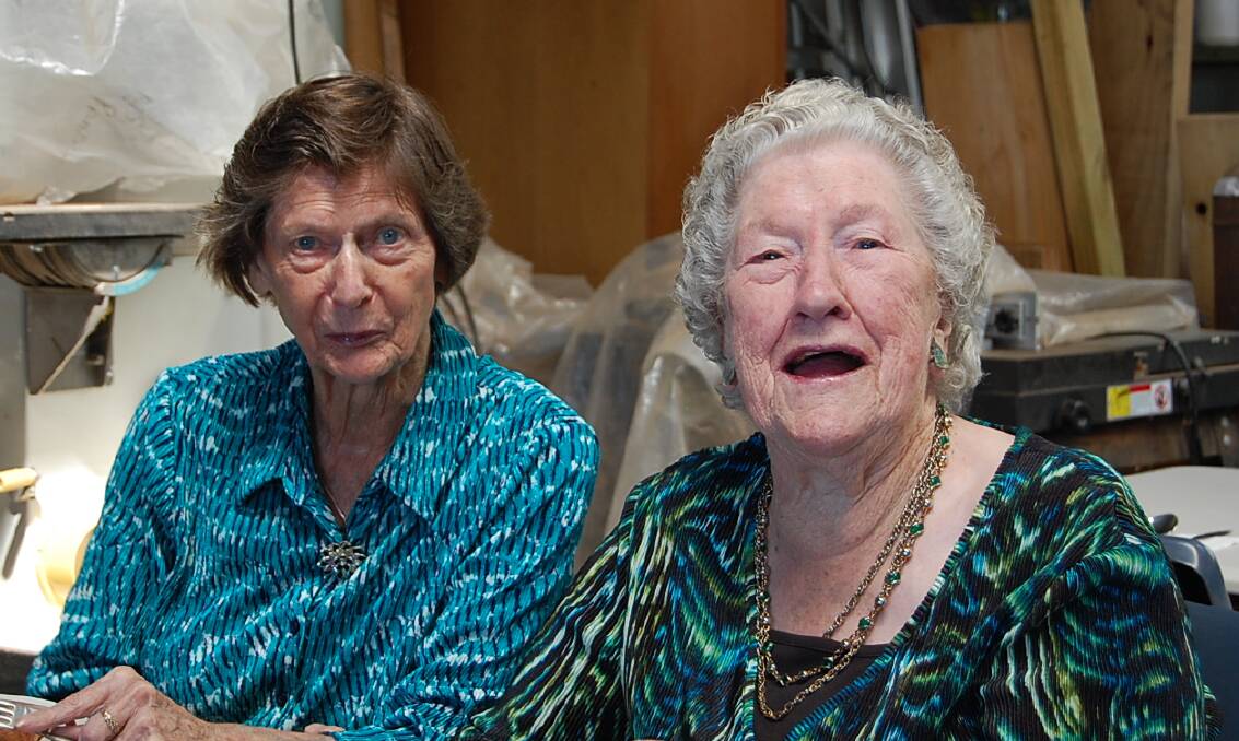 Daphne (left) and Flo Bobbin at the Men’s Shed Seniors Week event.